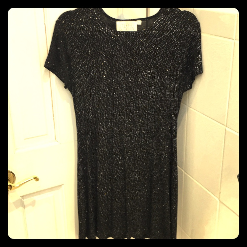 Vintage supercute black/silver sparkly mini dress!